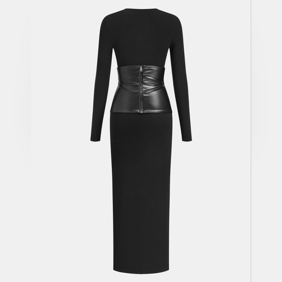 Commense Faux Leather Wrap Waist Dress with Side Slit medium NWT - Picture 2 of 2